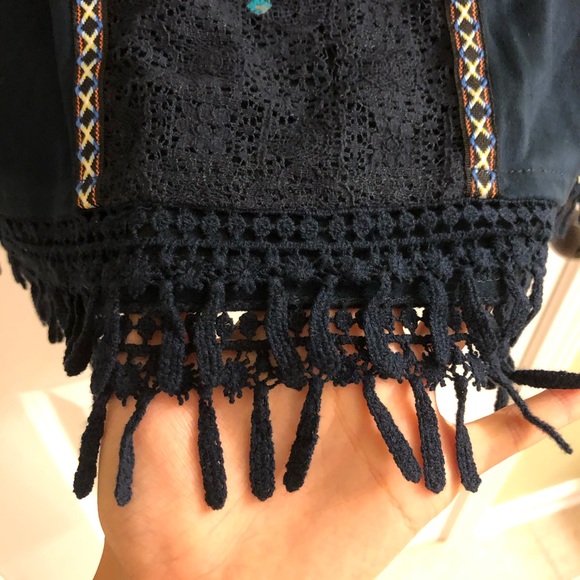 Embroidery boho poncho top shirt suede hippies - Picture 4 of 5